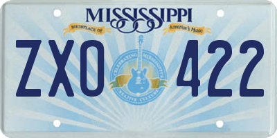MS license plate ZXO422