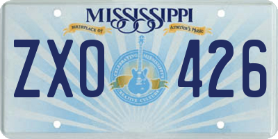 MS license plate ZXO426