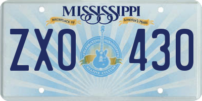 MS license plate ZXO430