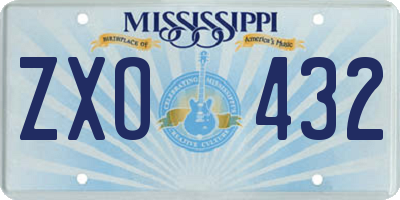 MS license plate ZXO432