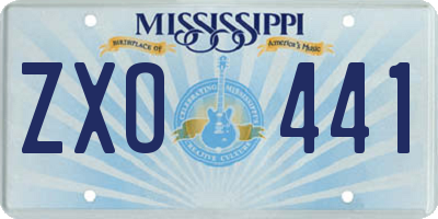 MS license plate ZXO441