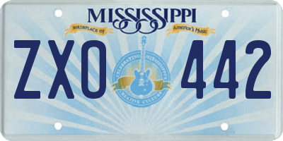MS license plate ZXO442
