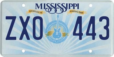 MS license plate ZXO443