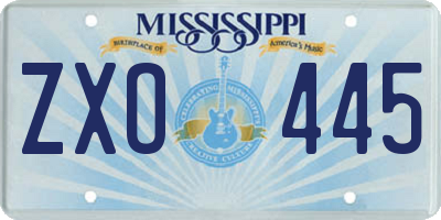 MS license plate ZXO445