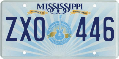 MS license plate ZXO446