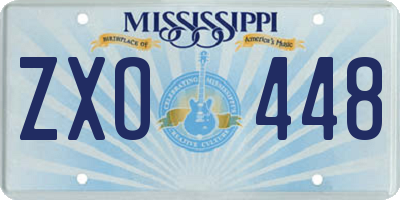 MS license plate ZXO448