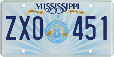 MS license plate ZXO451