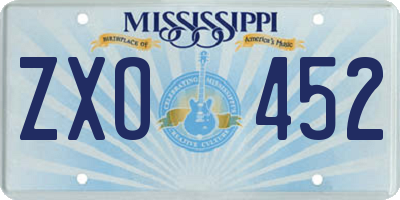MS license plate ZXO452