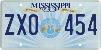 MS license plate ZXO454