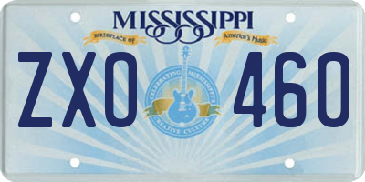 MS license plate ZXO460