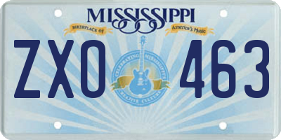 MS license plate ZXO463