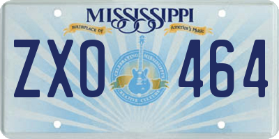MS license plate ZXO464