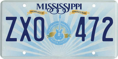 MS license plate ZXO472