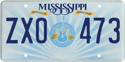 MS license plate ZXO473