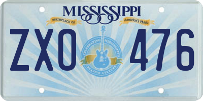 MS license plate ZXO476