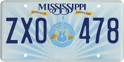 MS license plate ZXO478