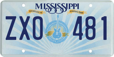 MS license plate ZXO481