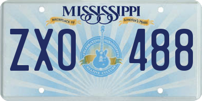 MS license plate ZXO488
