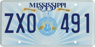 MS license plate ZXO491