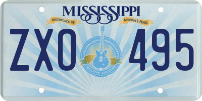 MS license plate ZXO495