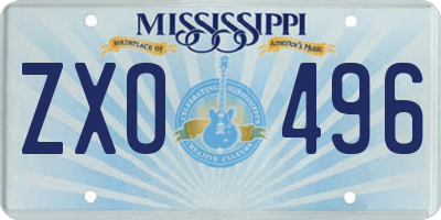 MS license plate ZXO496