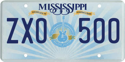 MS license plate ZXO500
