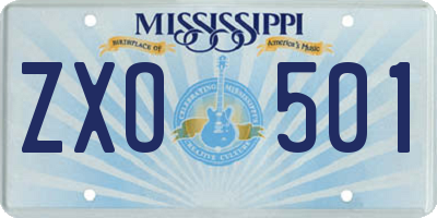 MS license plate ZXO501