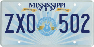 MS license plate ZXO502