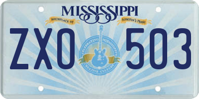 MS license plate ZXO503