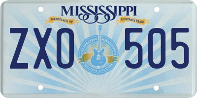 MS license plate ZXO505