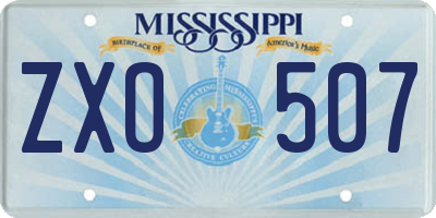 MS license plate ZXO507