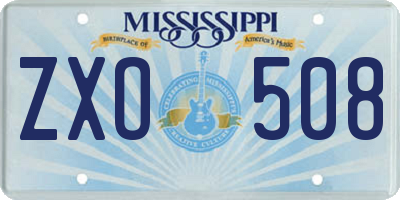 MS license plate ZXO508