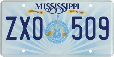 MS license plate ZXO509