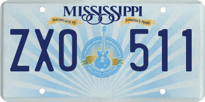 MS license plate ZXO511