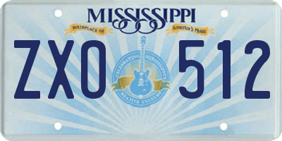 MS license plate ZXO512