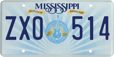 MS license plate ZXO514