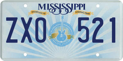MS license plate ZXO521