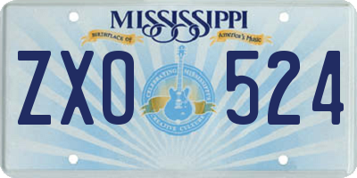 MS license plate ZXO524