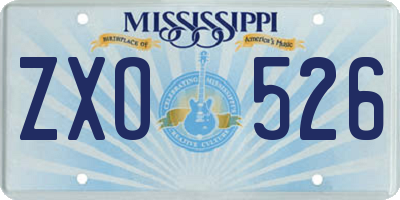 MS license plate ZXO526
