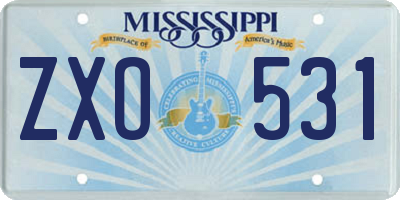 MS license plate ZXO531