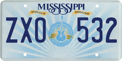 MS license plate ZXO532