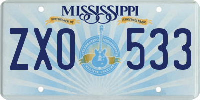 MS license plate ZXO533