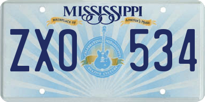 MS license plate ZXO534