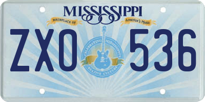 MS license plate ZXO536