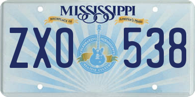 MS license plate ZXO538