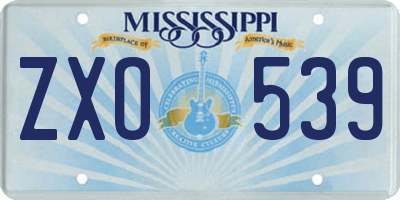 MS license plate ZXO539