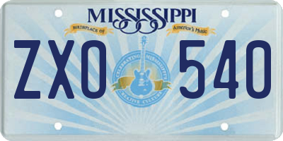 MS license plate ZXO540