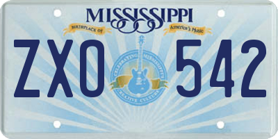 MS license plate ZXO542