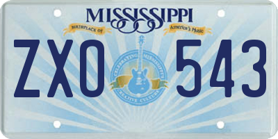 MS license plate ZXO543