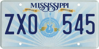MS license plate ZXO545